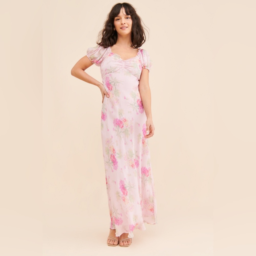 LoveShackFancy Madara Floral Midi Dress in Bombay Pink